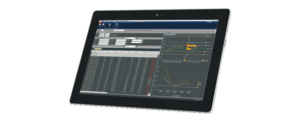 Afbeelding toont de draaiende Software SPC@Enterprise op een tablet