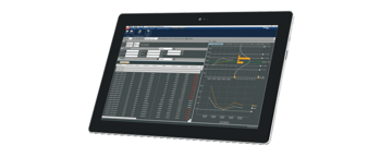 Afbeelding toont de draaiende Software SPC@Enterprise op een tablet