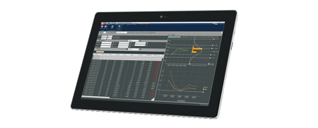 Afbeelding toont de draaiende Software SPC@Enterprise op een tablet