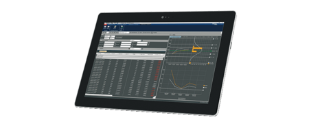 Afbeelding toont de draaiende Software SPC@Enterprise op een tablet