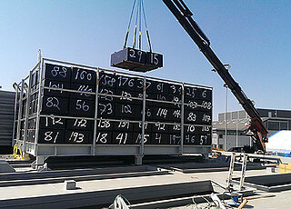 calibración de las balanzas de los silos en el barco