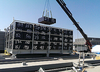 calibration of the silo scales on the ship