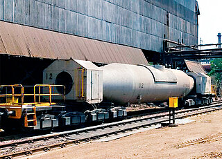 Torpedo ladle car on weighbridge 