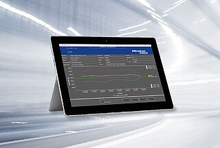 A tablet running the SPC@Enterprise software