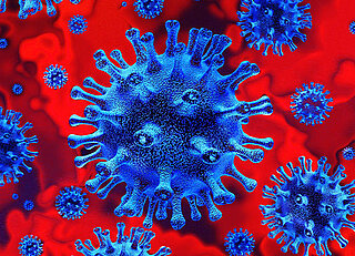 Illustrierter Virus Partikel um Covid-19 darzustellen