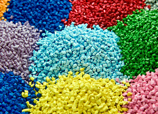 Colorful small plastic particles
